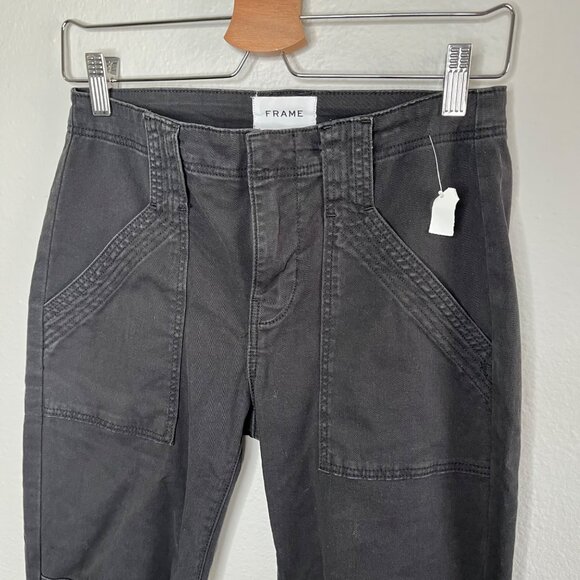 Frame Womens Trapunto Mid Rise Black Jogger Ankle Zip denim Pants Size 25 - Picture 8 of 12
